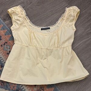 Brandy Melville Cream Lace Trim Top